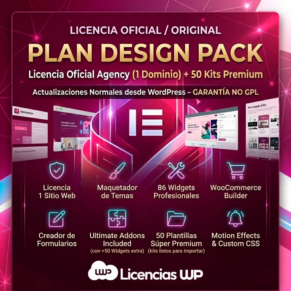 licencia elementor pro plan design pack